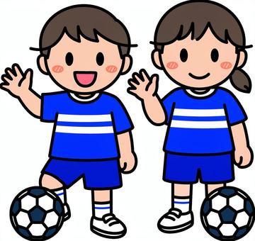 青のサッカーの子供たちです。 サッカー,シンプル,部活,クラブ,サークル,ユニフォーム,練習,本番,青春,運動のイラスト素材