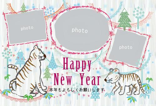 Illustration, yin, new year's card, frame, 