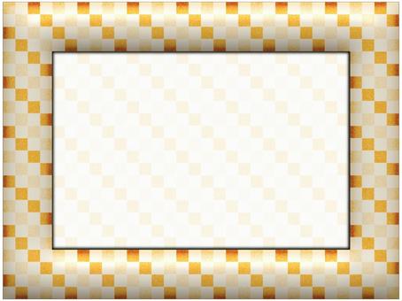 市松模様のフレ−ム　橙色 市松模様,フレ−ム,ポストカード,メッセージカード,柄,パターン,和風,和柄,縁起,めでたいのイラスト素材