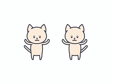両手を上げる猫 両手を上げる猫 猫,ネコ,動物,ペット,子猫,こねこ,キャット,哺乳類,ワンポイント,可愛いのイラスト素材