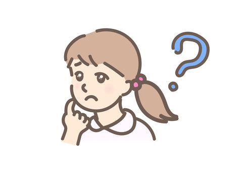 疑問に考え込むかわいい子ども（女の子） 子ども,女の子,女子,小学生,幼児,未就園児,疑問,問題,トラブル,分からないのイラスト素材