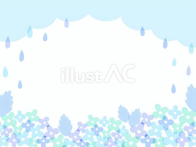 おしゃれな梅雨のフレーム 梅雨,紫陽花,花のイラスト素材