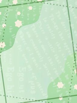 緑の星のある波模様と英字のフレーム背景 背景,星,グラデーション,英字,ドット,縦,緑,波,模様,ナチュラルのイラスト素材