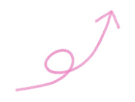 クレヨンで描いた矢印：ピンク クレヨン,矢印,ピンク,線,あしらい,装飾,飾り,手描き,ライン,飾り罫のイラスト素材