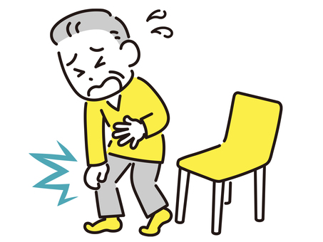 膝の痛み　シニア男性 膝,痛い,椅子,立ち上がり,男性,シニア,初老,老人,年寄り,お爺さんのイラスト素材