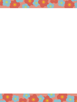 可愛い梅の花のデザインフレーム縦型 梅の花,フレーム,枠,梅,背景,手書き,シンプル,可愛い,タイトル,見出しのイラスト素材