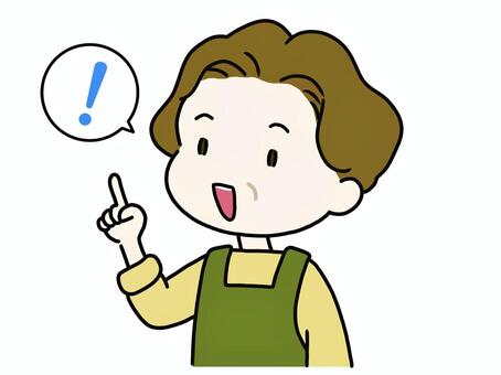 何か思いついた人(お母さん) 思いつく,ひらめく,ひらめき,ビックリマーク,アイデア,女性,女の人,おばさん,お母さん,わかったのイラスト素材