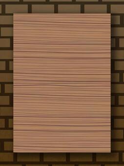 メッセージ・看板・レンガの壁・木製ボード 背景,フレーム,木目,レンガ,テクスチャ,縦,板,ボード,木,壁のイラスト素材