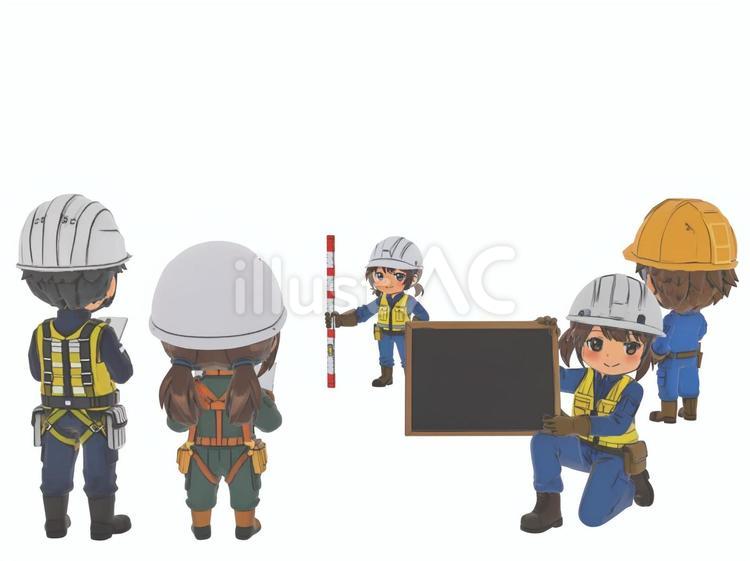 建設土木工事現場で検査の現場代理人作業員 建設業,建設,土木のイラスト素材
