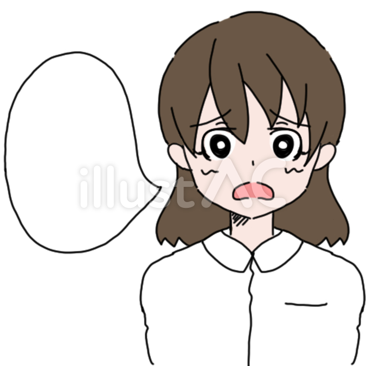 吹き出し付き白い服の女性（困） 言語療法士,白い服,助産師のイラスト素材