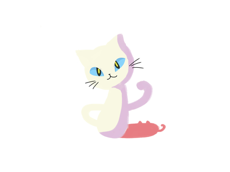 猫(白) 猫,白,影,しっぽ,可愛いのイラスト素材