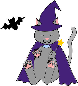 Nyanko cosplay. Witch and bat, autumn, halloween, halloween, JPG and PNG