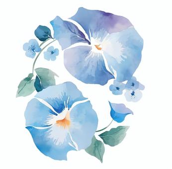 watercolor touch morning glory, watercolor touch morning glory, kembang, morning, cat banyu,