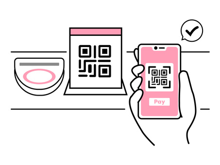 バーコード決済のイラスト バーコード決済,バーコード,qr,コード,スマホ決済,キャッシュレス,支払い,支払い方法,決済,読み取りのイラスト素材