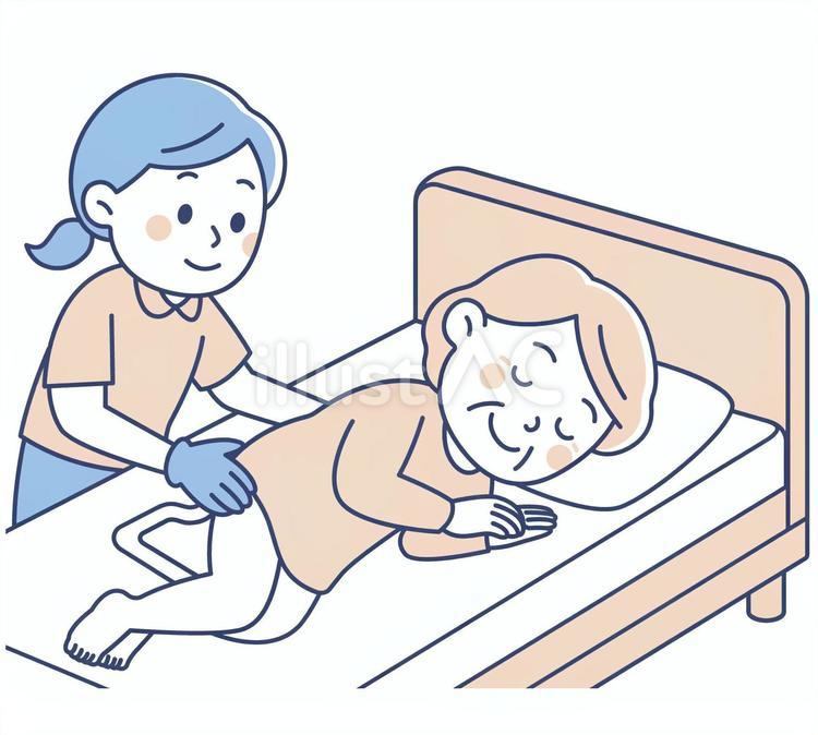 トイレの介助 おむつ交換,オムツ,オムツ交換のイラスト素材