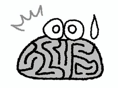 思考停止の脳 思考停止の脳 脳,汗,思考停止,目,可愛い,リアクション,お知らせ用,宣伝用,pop調,手描きのイラスト素材