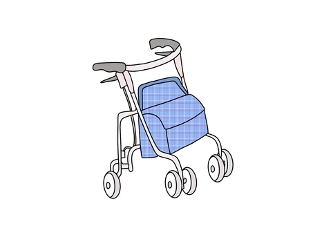 シルバーカー① 歩行器,シルバーカー,シルバー,カー,介護用品,介護,買い物,歩く,医療,治療のイラスト素材