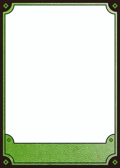 トレーディングカード 和風03(抹茶) トレーディングカード 和風03(抹茶) トレカ,フレーム,テンプレート,トレカ枠,カードゲーム枠,トレーディングカード,枠,和風,青海波,カードのイラスト素材