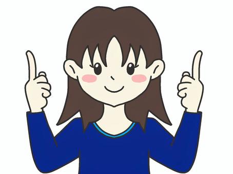 指差し　女の子 指差し,女の子,人物,上半身,上,イラスト,手描き,シンプル,挿絵,素材のイラスト素材