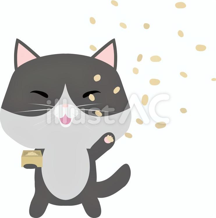 節分_はちわれ 節分,猫,はちわれのイラスト素材