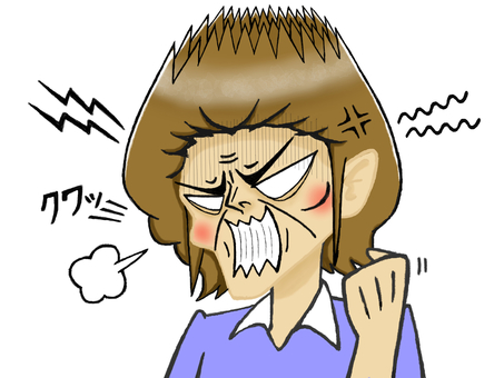 なんですって～！ブチ切れる女性の怖い顔 顔,女性,怒る,形相,切れる,感情,怒り,不満,怖い,恐ろしいのイラスト素材