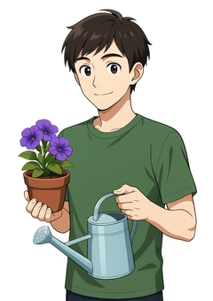 推し花の水やり 白背景