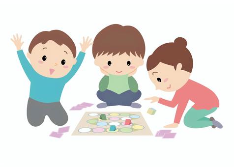 スゴロクするこども（線なし） すごろく,こども,サイコロ,カード,ボードゲーム,テーブルゲーム,アナログゲーム,ゲーム,小学生,女の子のイラスト素材