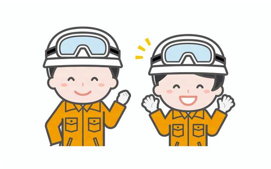 ミニ_2人_レスキュー隊員の男女02 男性,女性,大人,職業,仕事,レスキュー隊,救助,救急,救命,捜索のイラスト素材