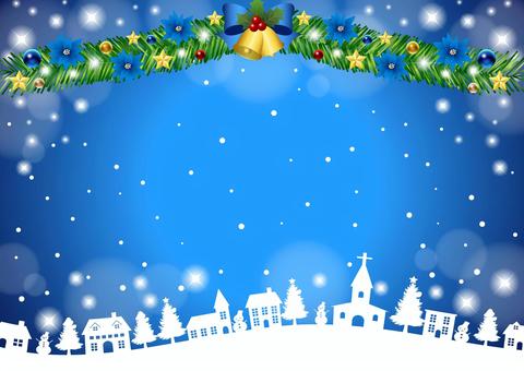 Christmas25101 Christmas25101 町並み,雪だるま,家,ベル,リボン,ポインセチア,モール,クリスマス,飾り,あしらいのイラスト素材