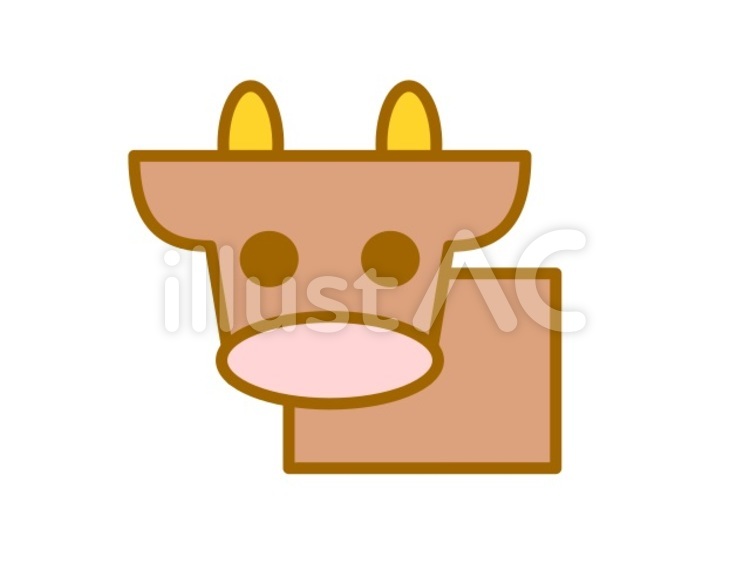 牛　四角　茶 牛,動物,家畜のイラスト素材