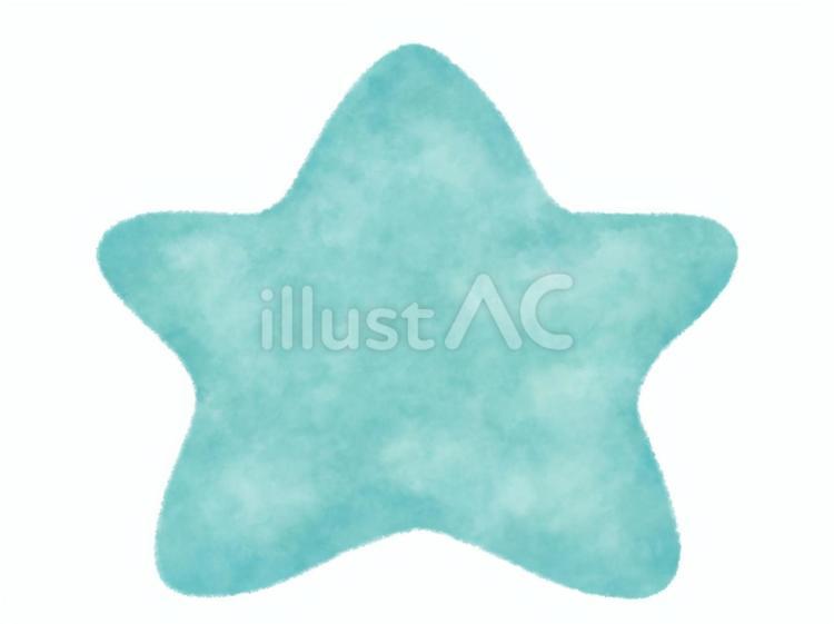丸みのある水彩風の星（ブルー） 星,マーク,角丸のイラスト素材