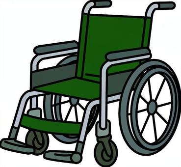 緑の車椅子です。 車椅子,シンプル,乗り物,介護,福祉,バリアフリー,移動,支援,高齢者,医療のイラスト素材
