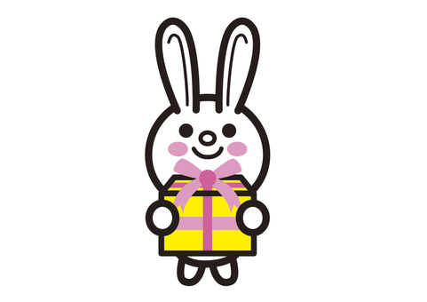 うさぎ　プレゼント 兎,うさぎ,ウサギ,プレゼント,プレゼントボックス,全身,presentのイラスト素材