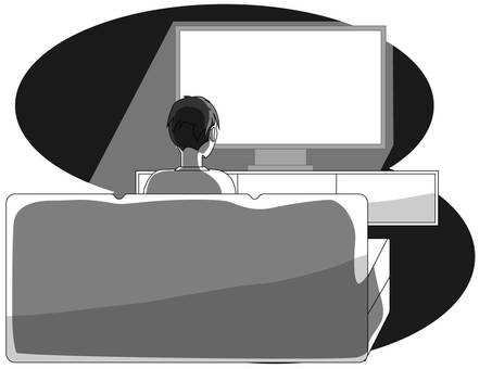 テレビを見てる人 テレビ,モニター,テレビ視聴,テレビ鑑賞,画面,家電,人物,日常,生活,番組のイラスト素材