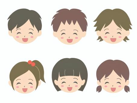 人の顔　笑顔の子供 顔,子供,笑顔,笑う,爆笑,男女,男の子,女の子,児童,キッズのイラスト素材