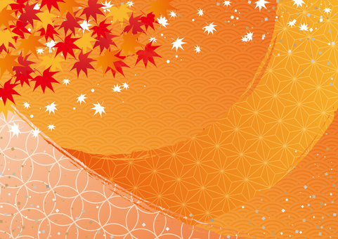 秋の紅葉と美しい茜色の和風背景素材 秋の紅葉と美しい茜色の和風背景素材 秋,紅葉,和風,和柄,紙吹雪,曲線,背景のイラスト素材