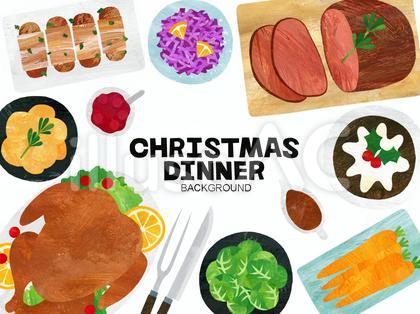 クリスマスディナーの背景・フレーム