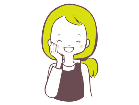 エプロン姿の女性がほほ笑んでいる様子 女性,主婦,嬉しい,ありがとう,エプロン,助かる,楽しい,幸せ,喜ぶ,スタッフのイラスト素材