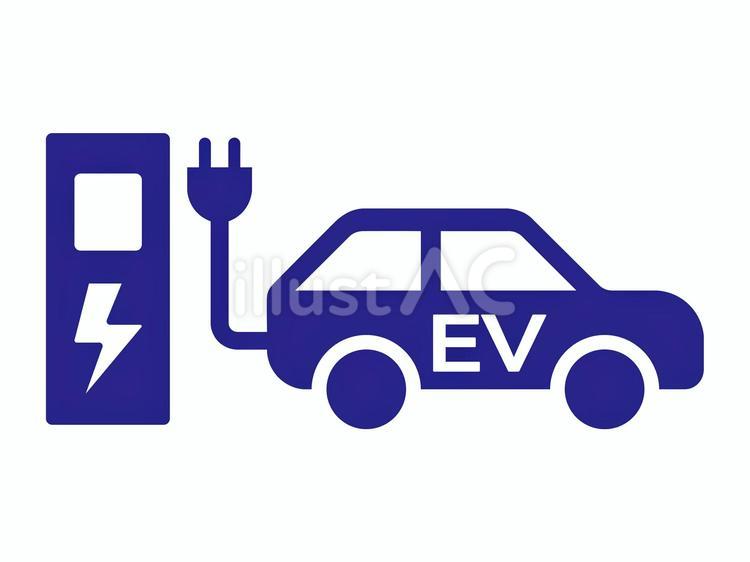 電気自動車　アイコン　青 アイコン,シンプル,透過のイラスト素材