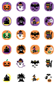 ハロウィン　ドット絵アイコンセット