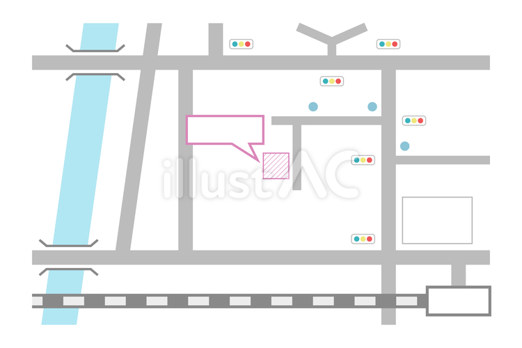 架空の地図イメージ（長方形） 地図,道路,信号のイラスト素材