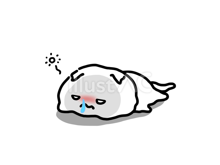体調不良で朦朧とするねこ2 猫,鼻水,不調のイラスト素材