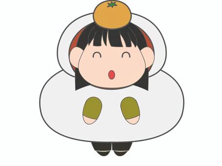 鏡餅の着ぐるみを着た女性 鏡餅,女性,着ぐるみ,正月,仮装のイラスト素材