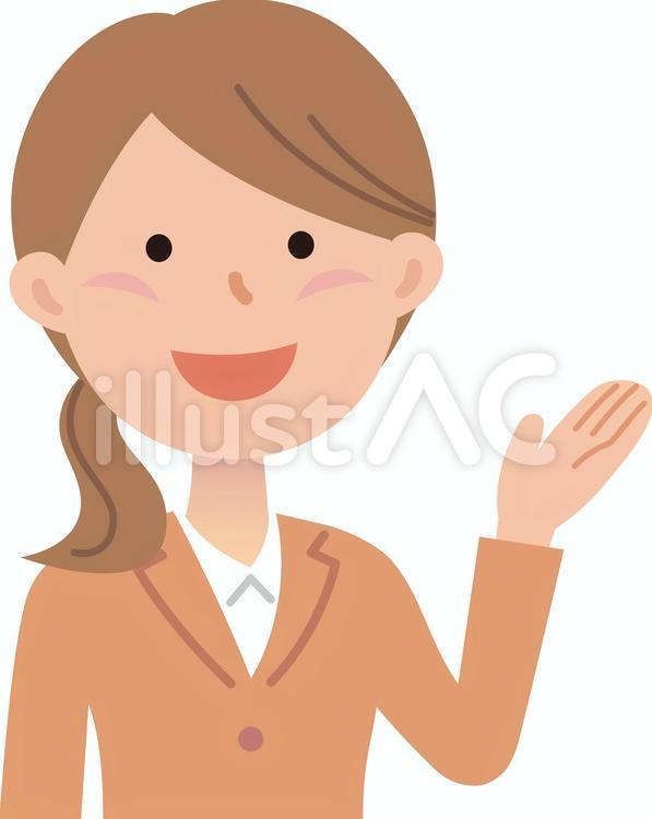 70611.女性会社員,上半身4 会社員,女性,案内のイラスト素材
