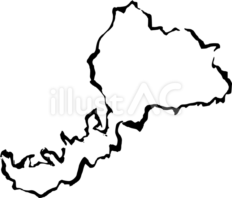 福井県（筆書き） 福井,筆,地図のイラスト素材