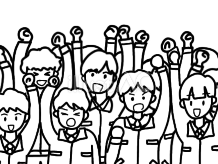 盛り上がっている男性作業員たち 人ごみ,混雑,蜜のイラスト素材