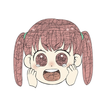 泣いてるツインテールの女の子 人物,泣く,悲しい,子供,ツインテール,涙,模様,手描き,萌え系,コミカルのイラスト素材
