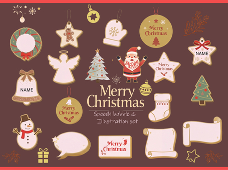 クリスマスミニイラストセット cs004 クリスマス,christmas,フレーム,枠,吹き出し,speechbubble,サンタクロース,見出し,illustration,イラストのイラスト素材