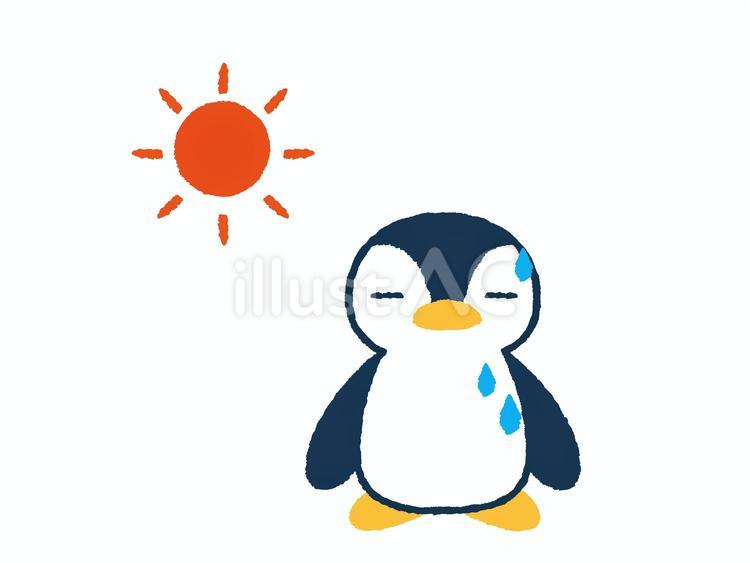 熱さに参っているペンギン 夏,ペンギン,熱中症のイラスト素材
