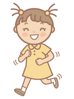 人物素材147＿かけっこ する女の子 女の子,かわいい,人物,かけっこ,運動,走る,ランニング,スポーツ,マラソン,ジョギングのイラスト素材